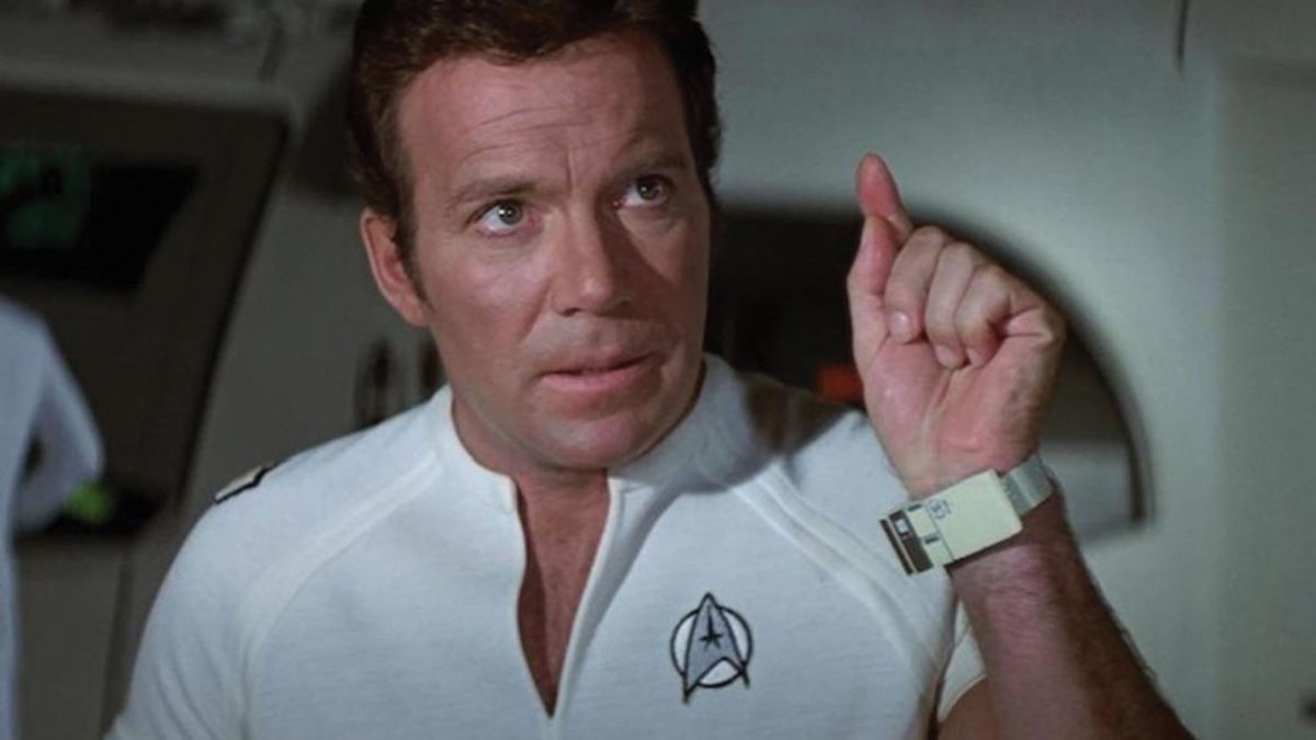 Captain Kirk and a wrist communicator,